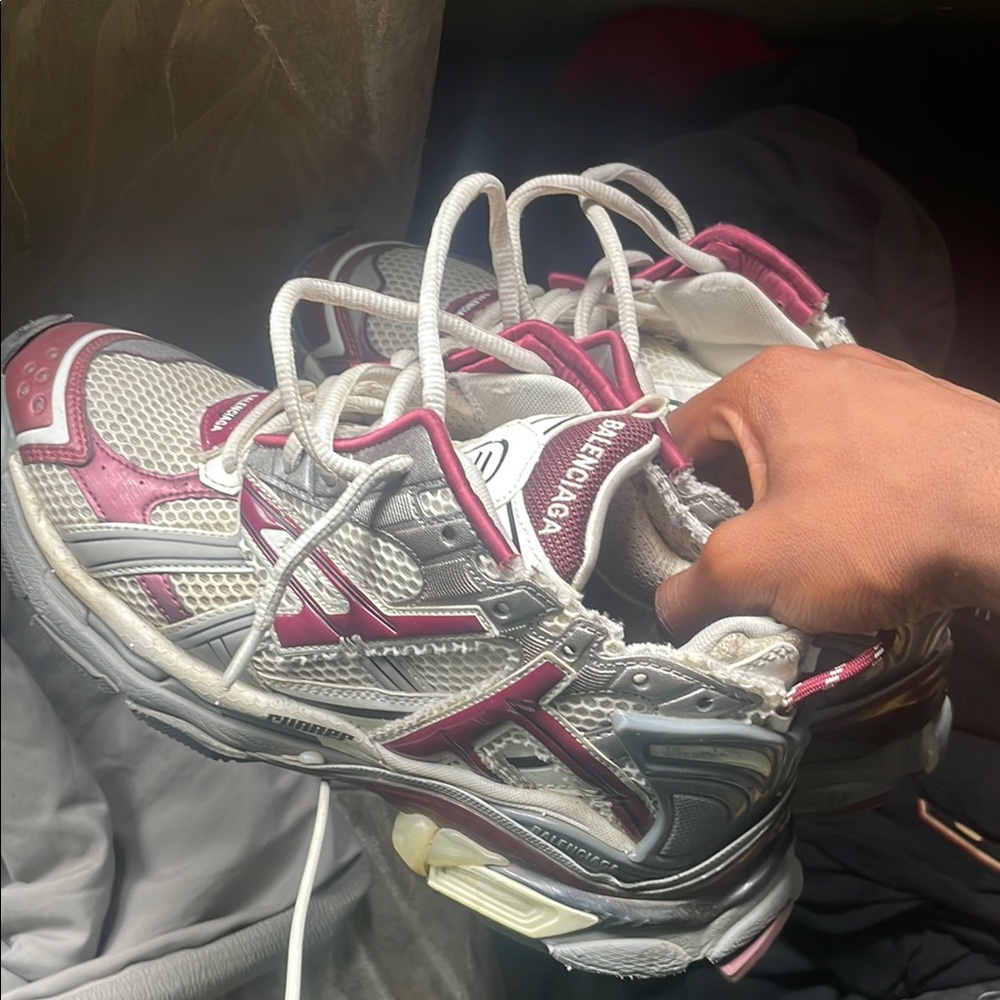 Balenciaga White and Red Sneakers with Distinctive Design